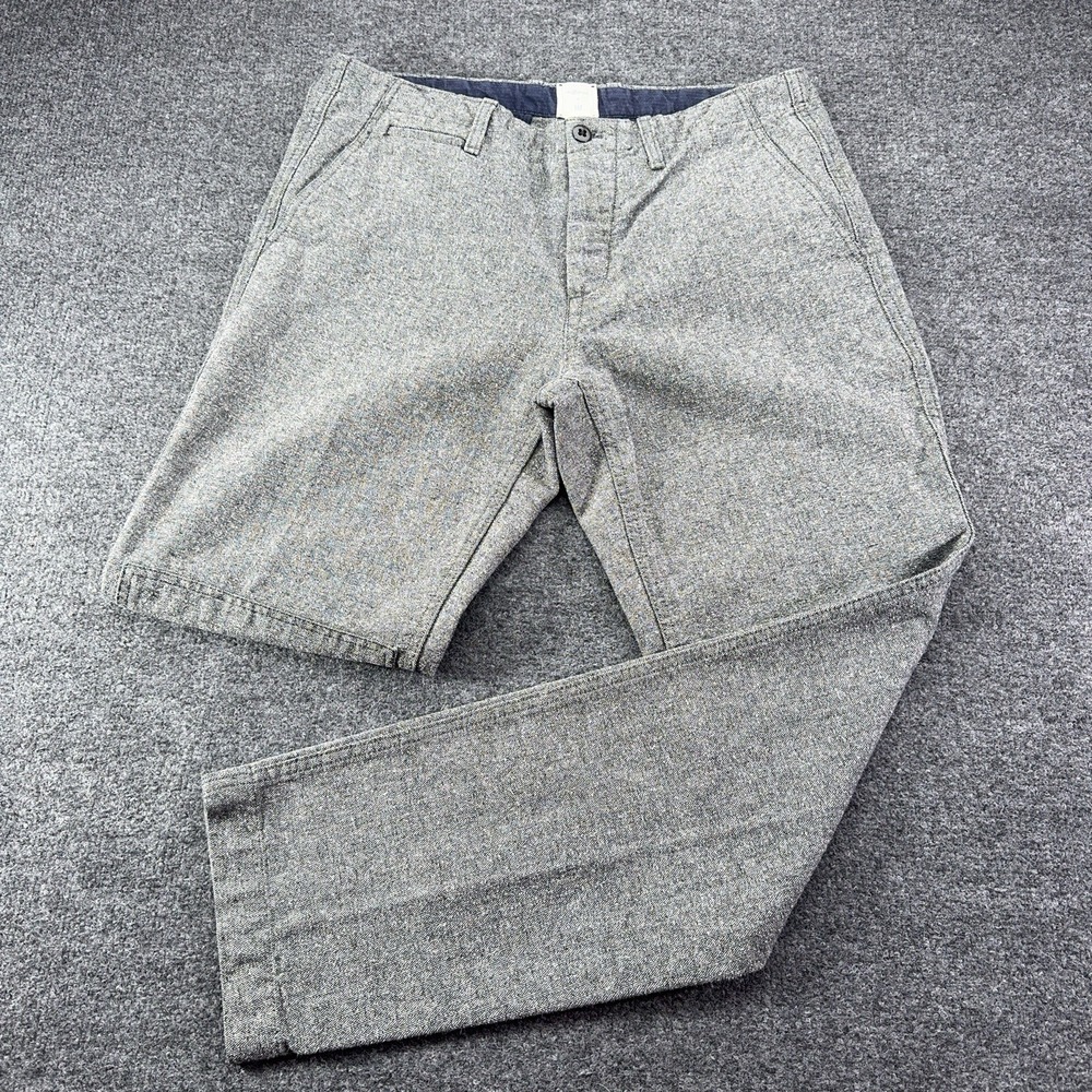 Hillside Gap Trousers Pants Men's 34x32 Gray Tweed Herringbone Double Knee EUC